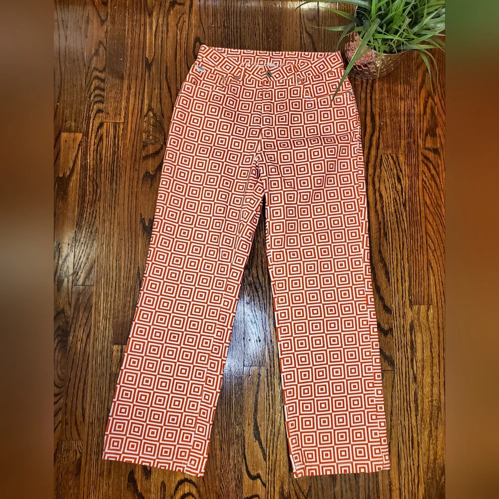 Ragged Priest Jeans Womens 30 Straight Denim High Waist Ankle Red Y2k Geo - Picture 4 of 13